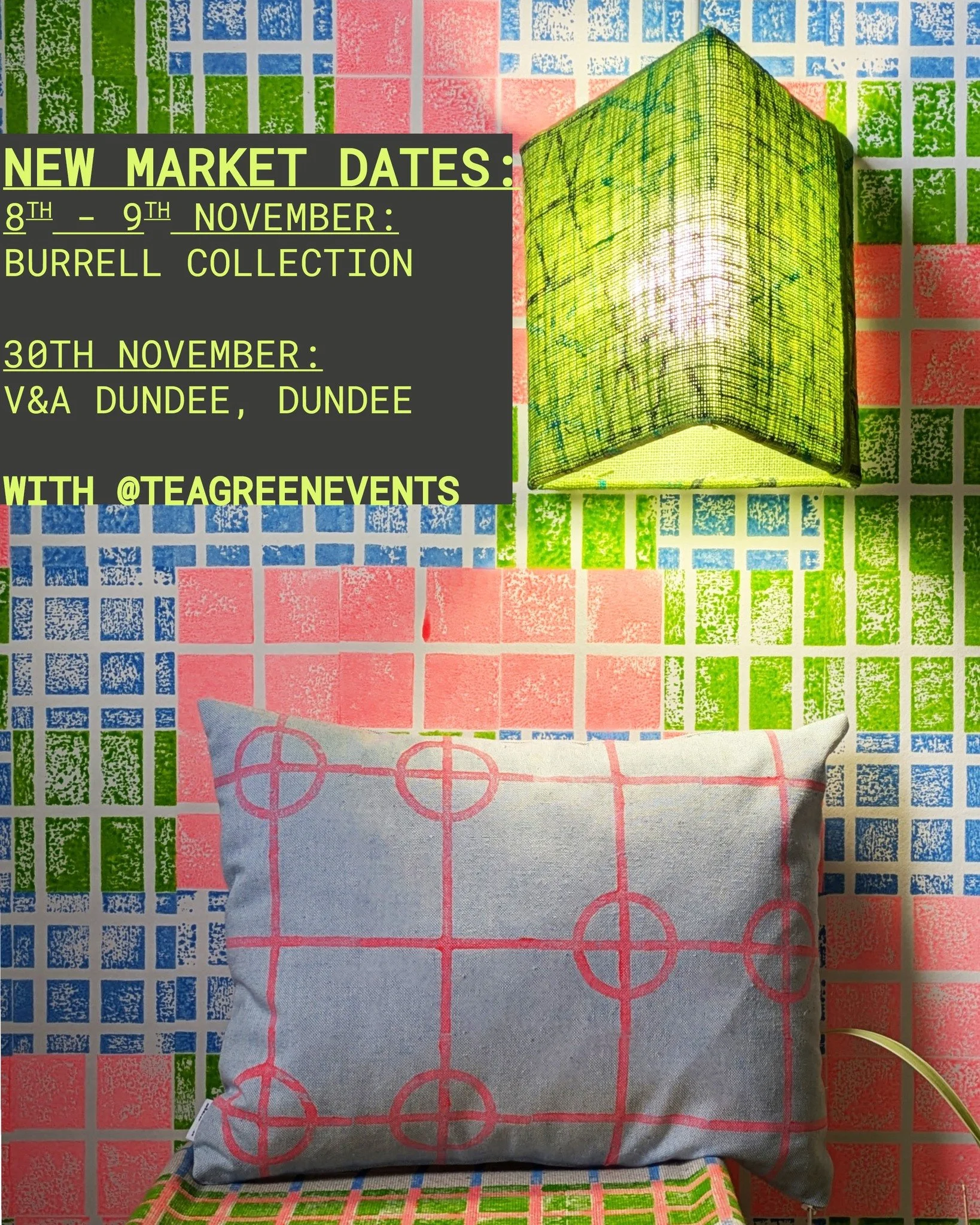 zitozza live 🎆 architectural textiles for modern interiors.

this november, we're on the road again with the great bunch of @teagreenevents : zitozza will be at the burrell collection (8&ndash;9 nov) @theburrellcollection and v&amp;a dundee (30 nov)