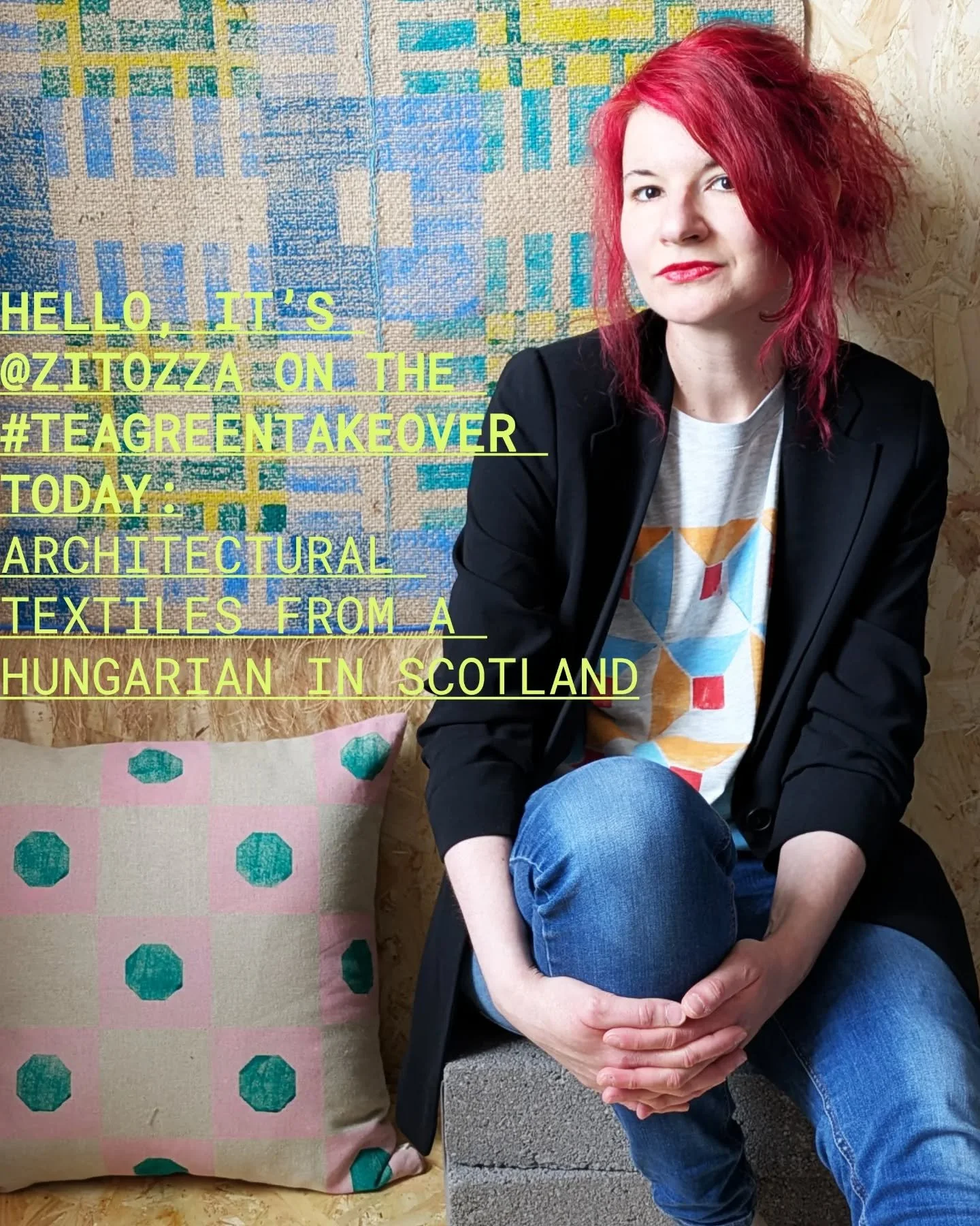 hello, it&rsquo;s @zitozza here with @teagreenevents on the #teagreentakeover today.

my name is zita and i'm a textile designer making architecturally inspired prints for interiors, mostly on rugs, fabrics and accessories. i was born in hungary so i
