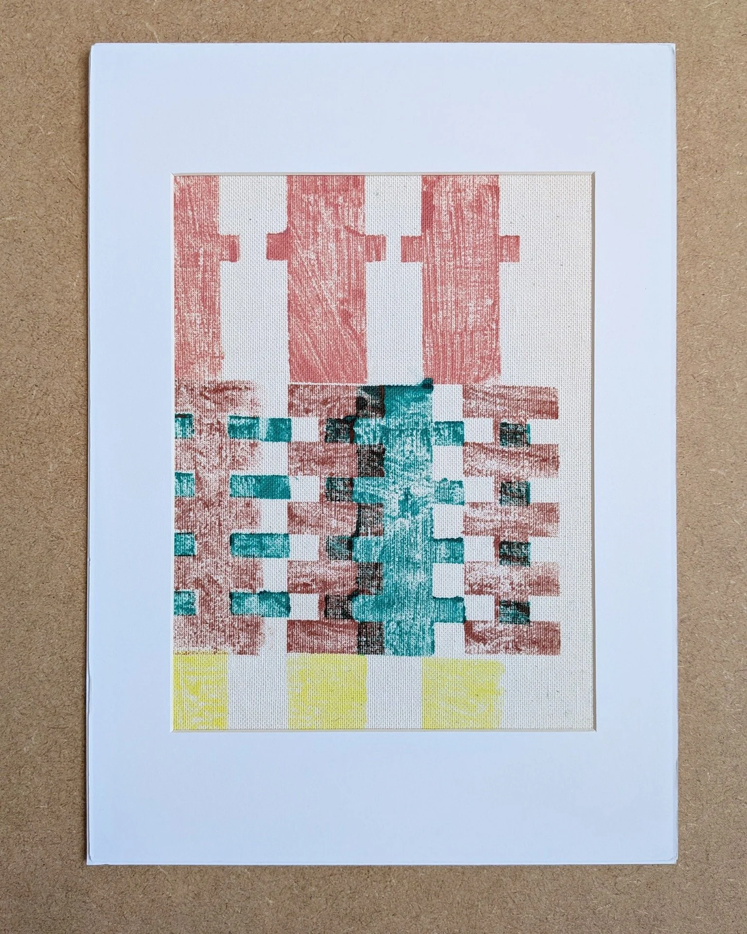 mistakes ✂️ sometimes there is a calculation error. 

during the hand-pressing of this grid, i dropped a block about 1cm off. there is no ctrl + z in the studio, so it became an artifact.

i've mounted and framed this specific section because the mis