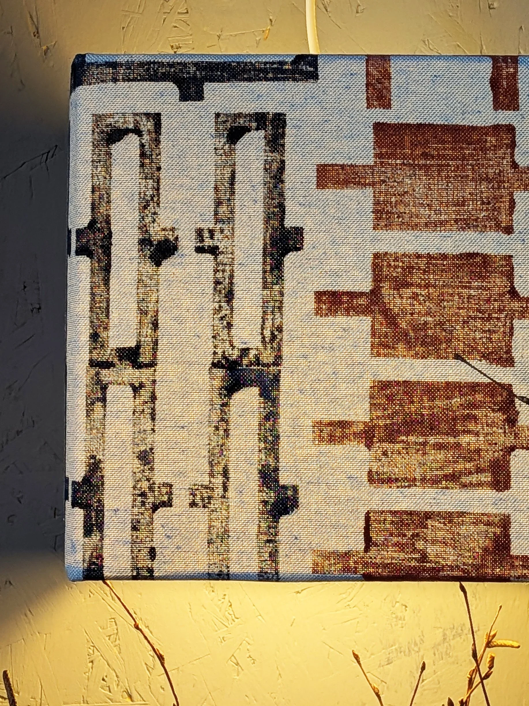 close up detail of geometric brutalist pattern on modern lampshade