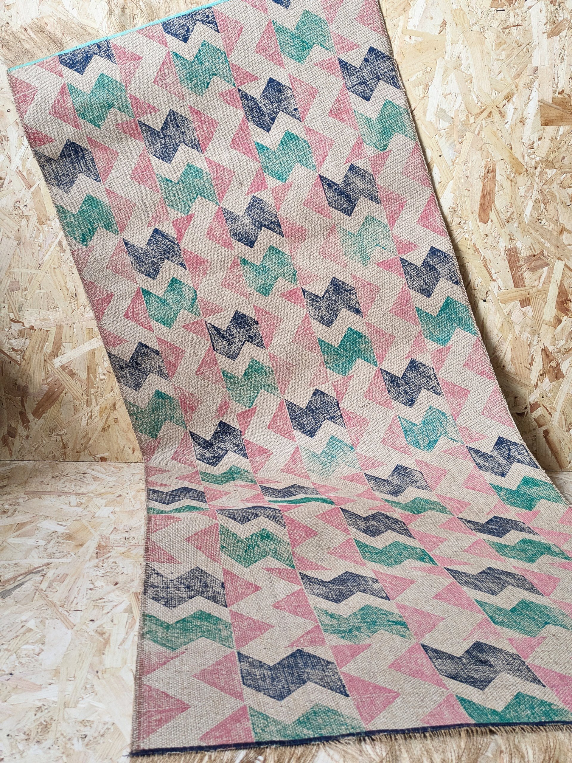 zig-zag printed rug in contemporary bright colours