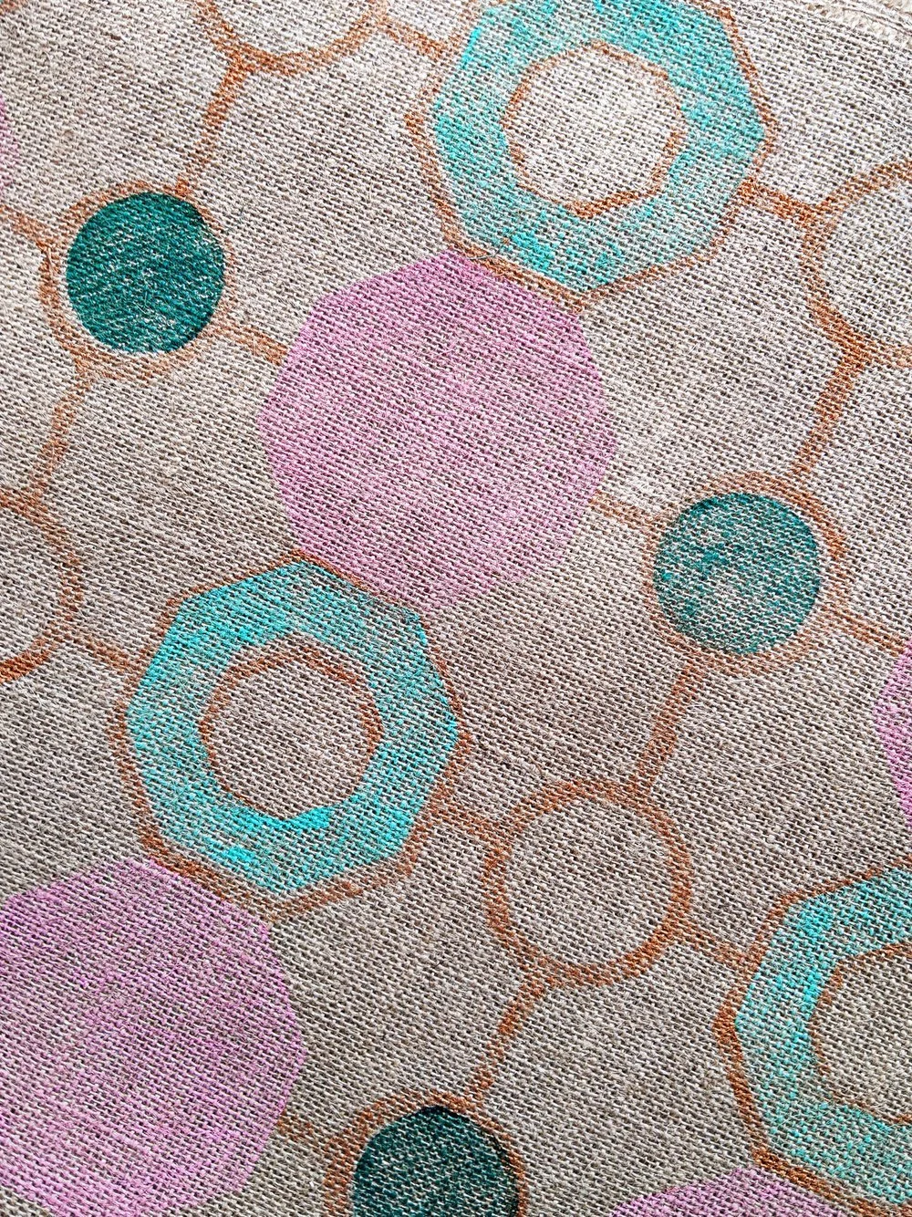 deco inspired tile pattern on printed fabric