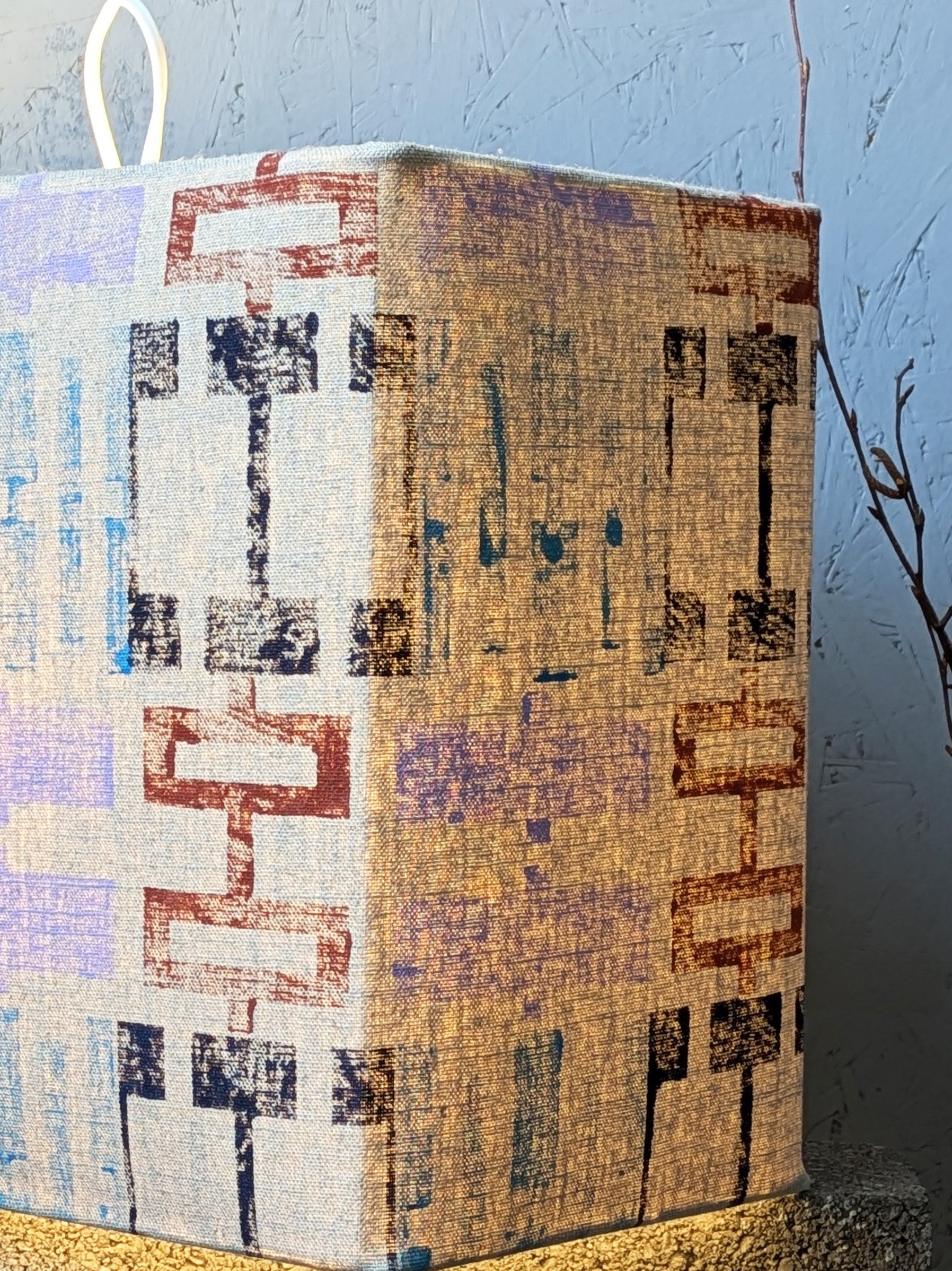 rectangular contemporary lampshade design in earth tones