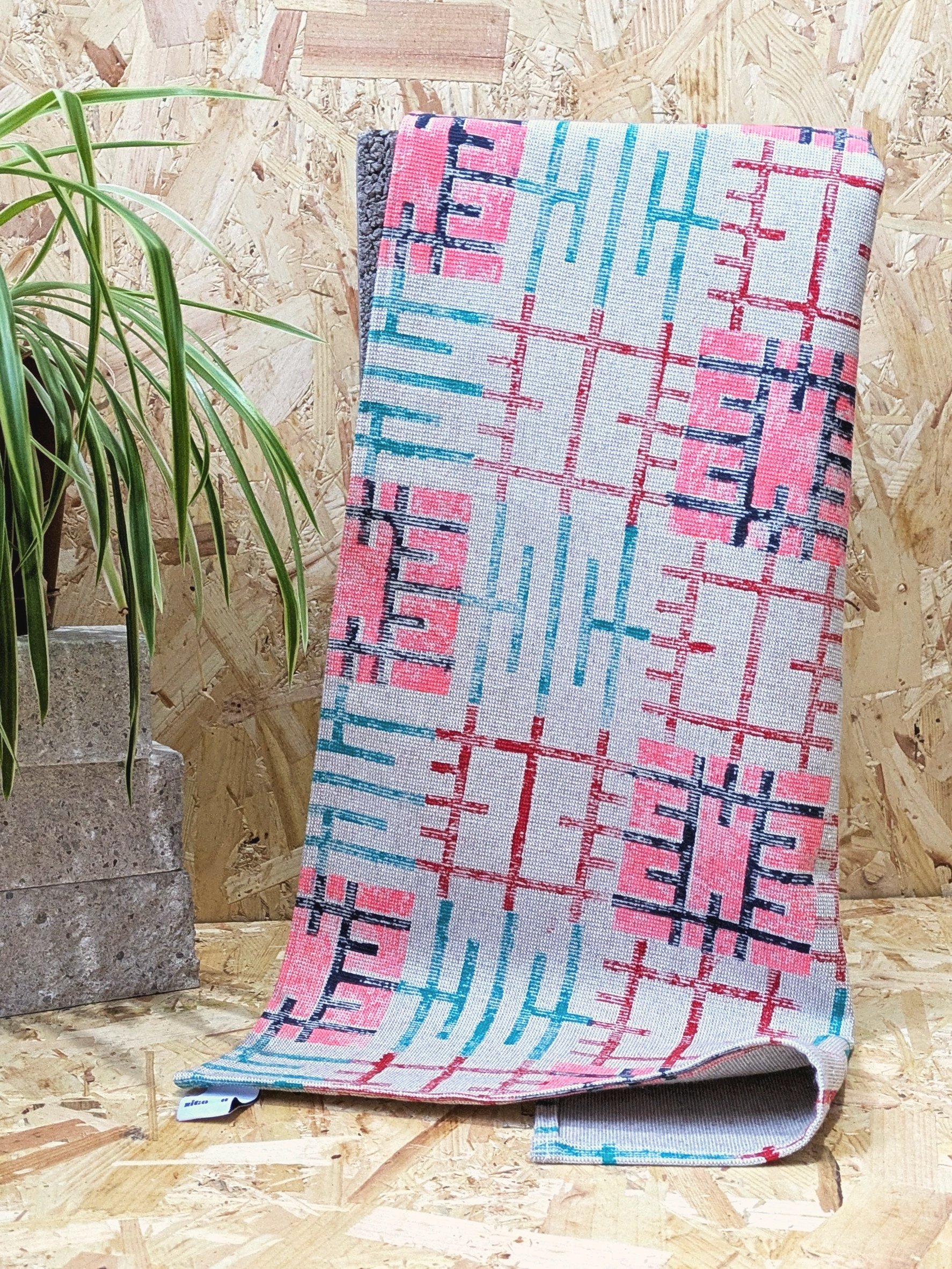 modern grid pattern on teatowel in contemporary colourways