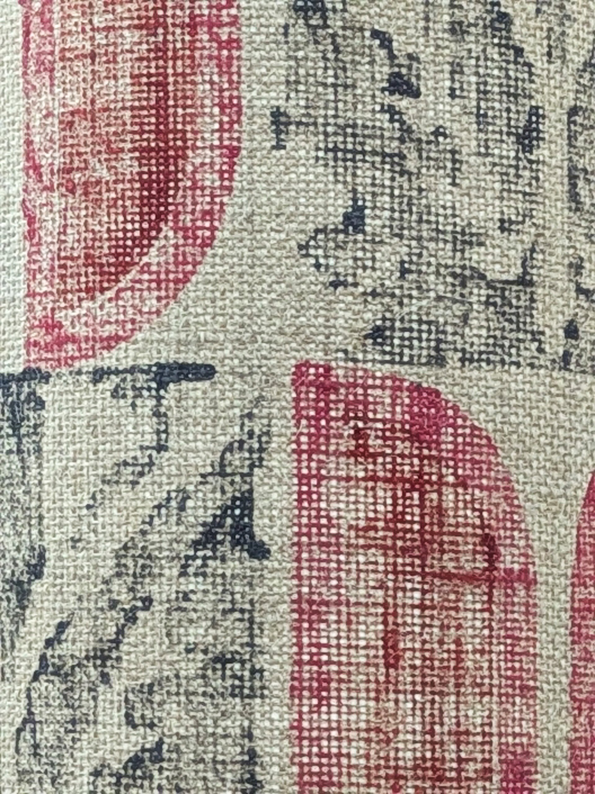 close-up detail of texture of jute floor lamp in tulip motif