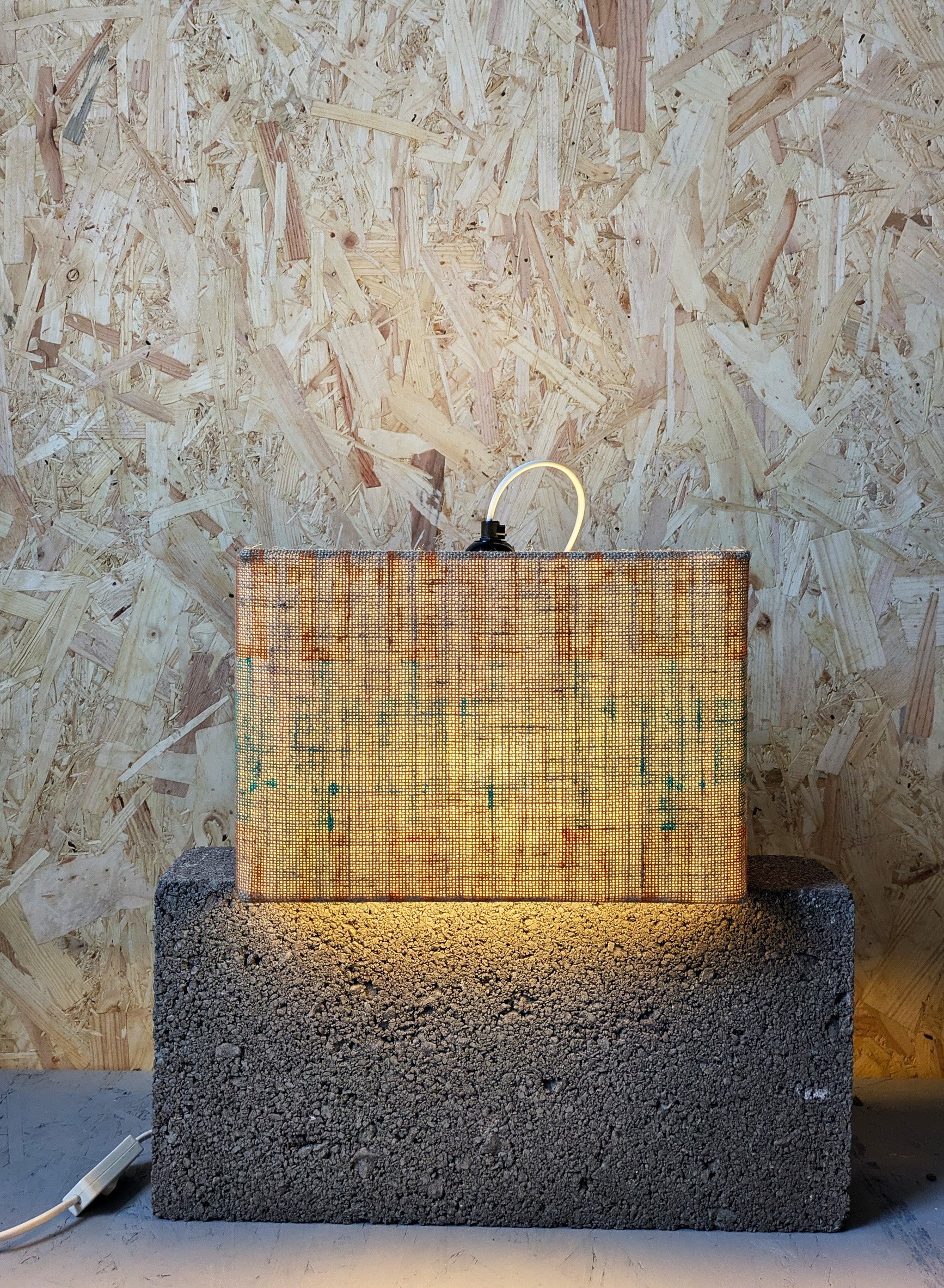 cosy ambient light with rectangular jute lampshade