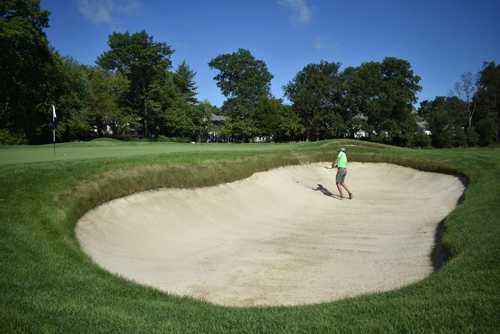  Adam from the greenside bunker on #10 