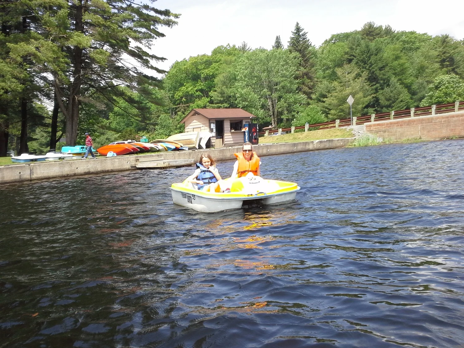 woman and girl on paddle boat