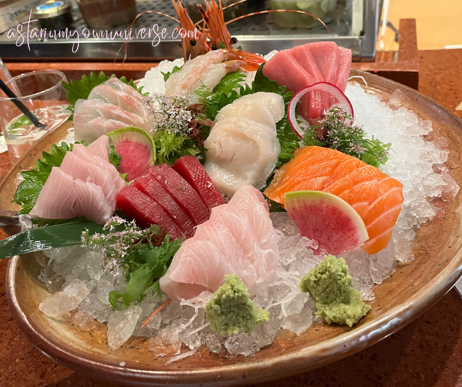 large sashimi sushi plate on ice