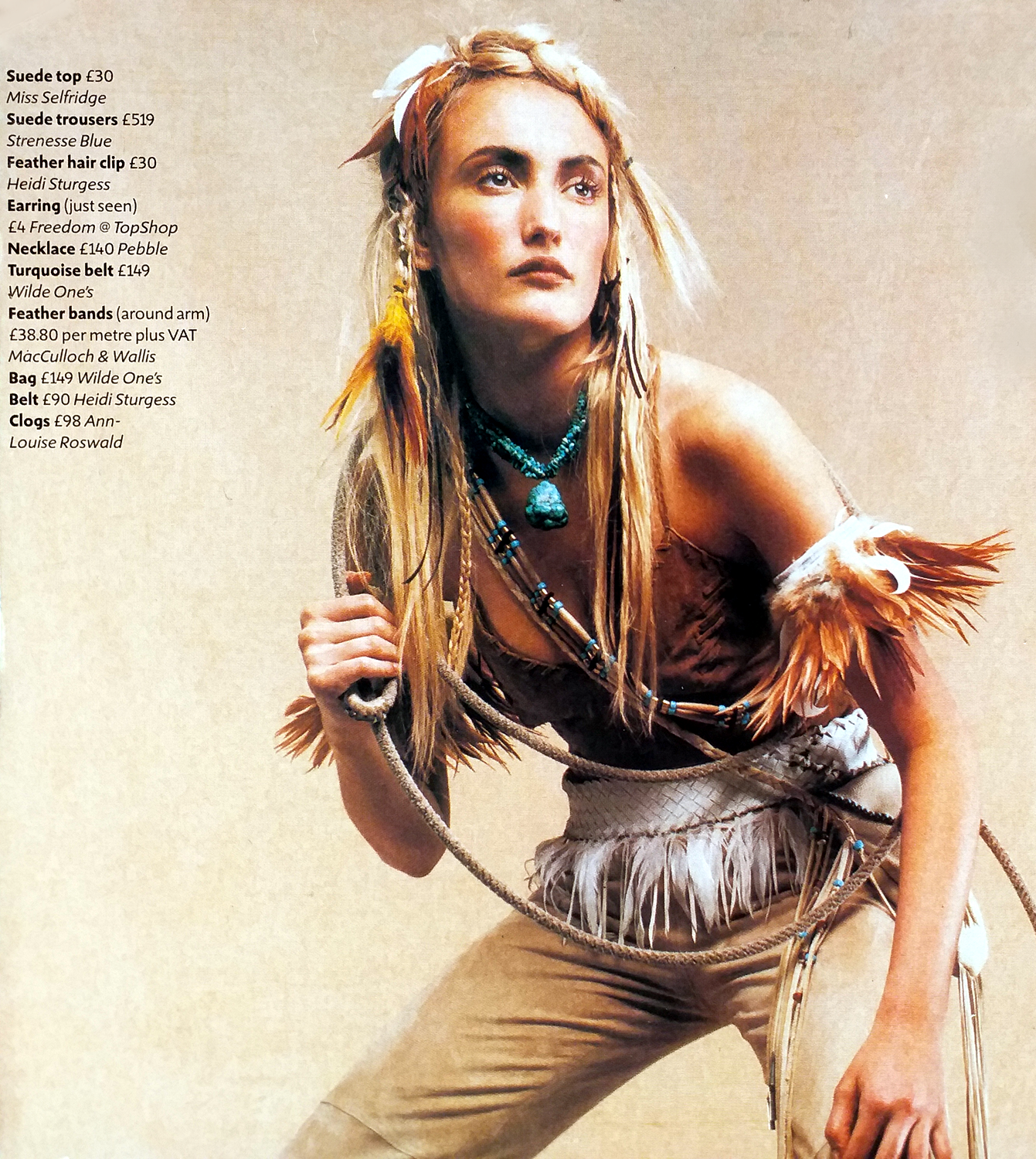 Heidi Sturgess Leather & Feather Woven Belt 