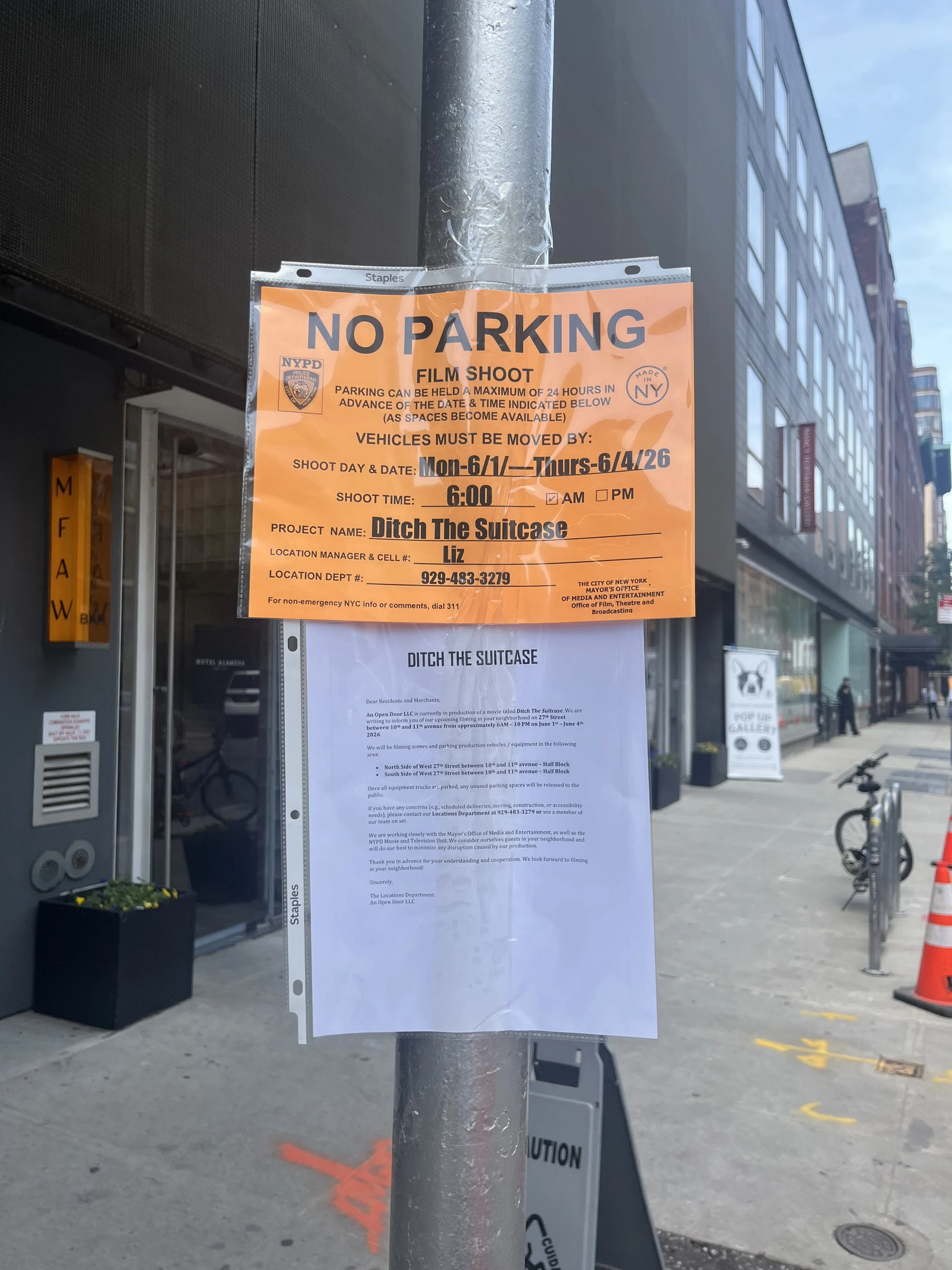 Something called “Ditch the Suitcase” is filming on 27th & 10th this week 