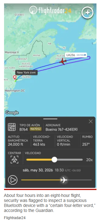 Flight taking off from our block airport turns back around because guy names Bluetooth device “BOMB”