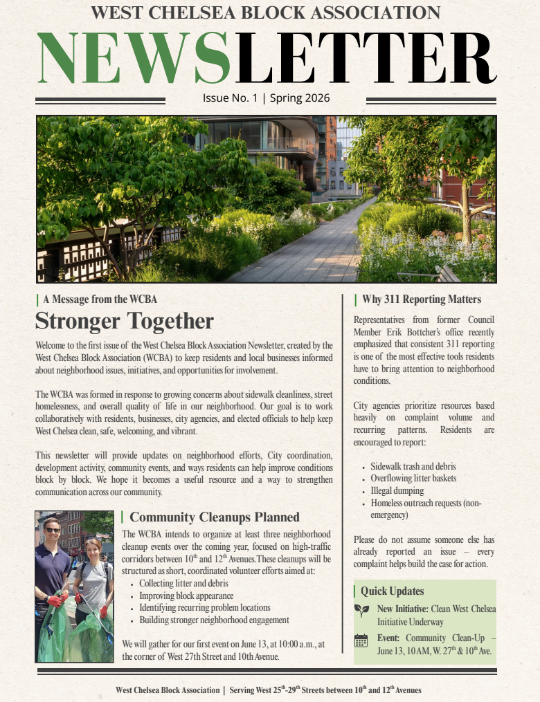 Sister block association organizing block clean-up for next Saturday, July 13 [CORRECTION: JUNE 13]