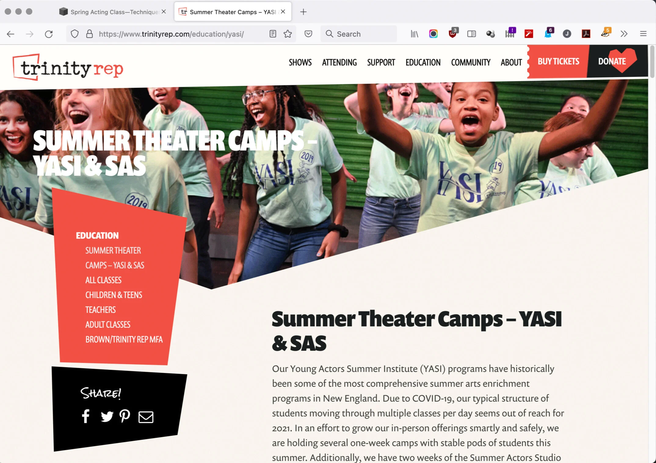 Trinity Rep: Summer Institute!