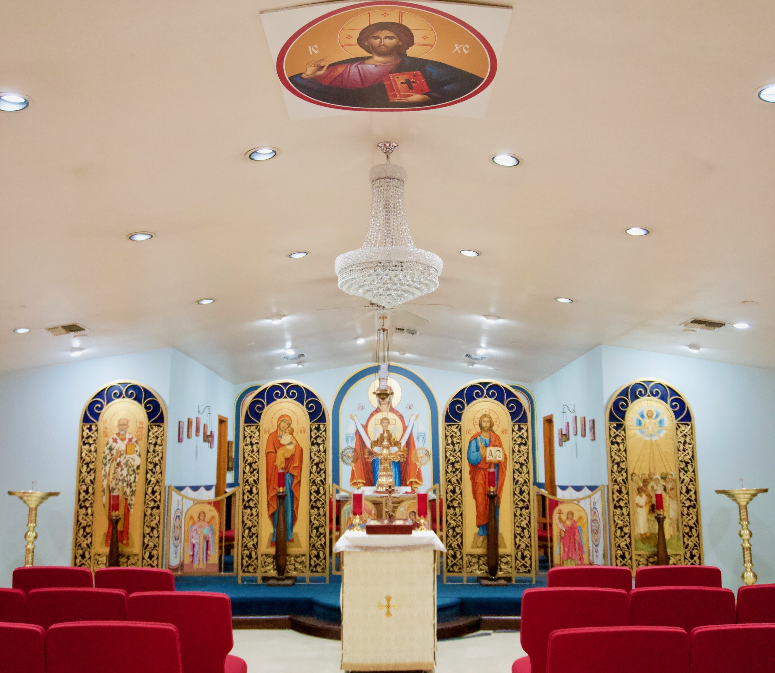 Inside Interiors Of Small Generic Church. Doors, Windows, Wooden Benches,  Stone Tiles Floor And Arches Of Generic Village Catholic Church. Stock  Photo, Picture And Royalty Free Image. Image 88009384.