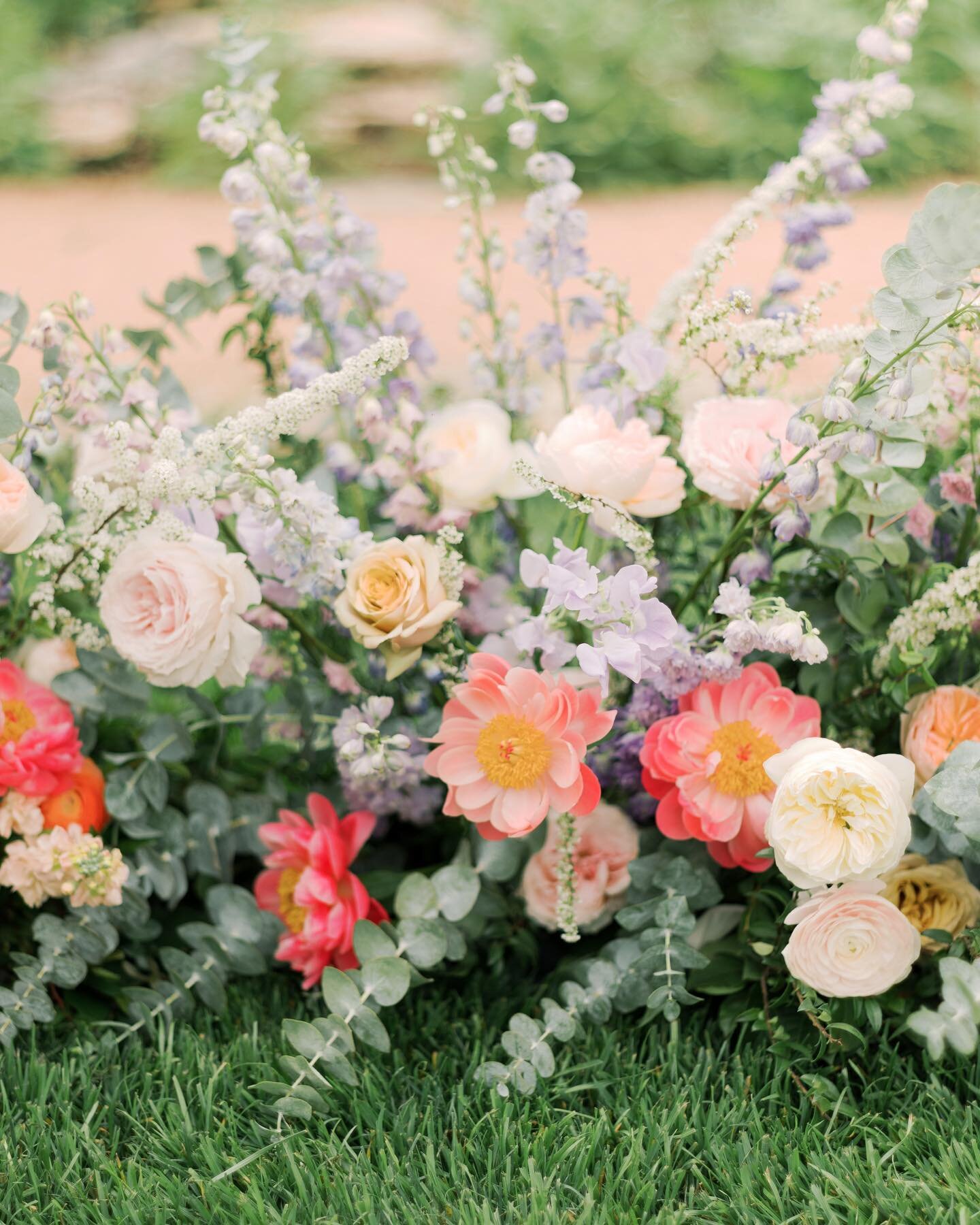Happy Easter! Such a treat to get some sneak peeks in my inbox from our gorgeous Friday wedding for Amanda &amp; Matthew. Coral charm peonies, delphinium &amp; garden roses galore.