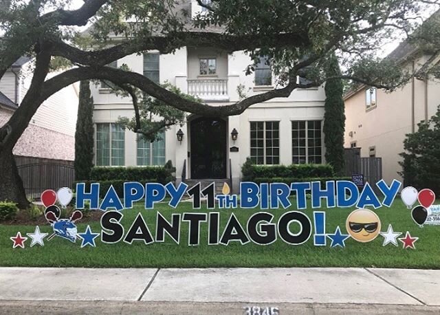Santiago.. big congrats on turning 11! Happy Birthday! #celebrate #happybirthday #party #friends #eleven #santiago #family #cake #icecream #stars #balloons #smiles #houstontx #eventyardgreetings #alloccasions #yahoo #fun