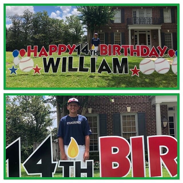 William hit it out of the ballpark! Happy 14th Birthday..🎂👏#celebrate #youth #happybirthday #family #friends #baseball #14 #alloccasions #specialty #houstontx #yardcards #skipthecard #eventyardgreetings #welovetomakeyousmile #birthdays #boys #happy