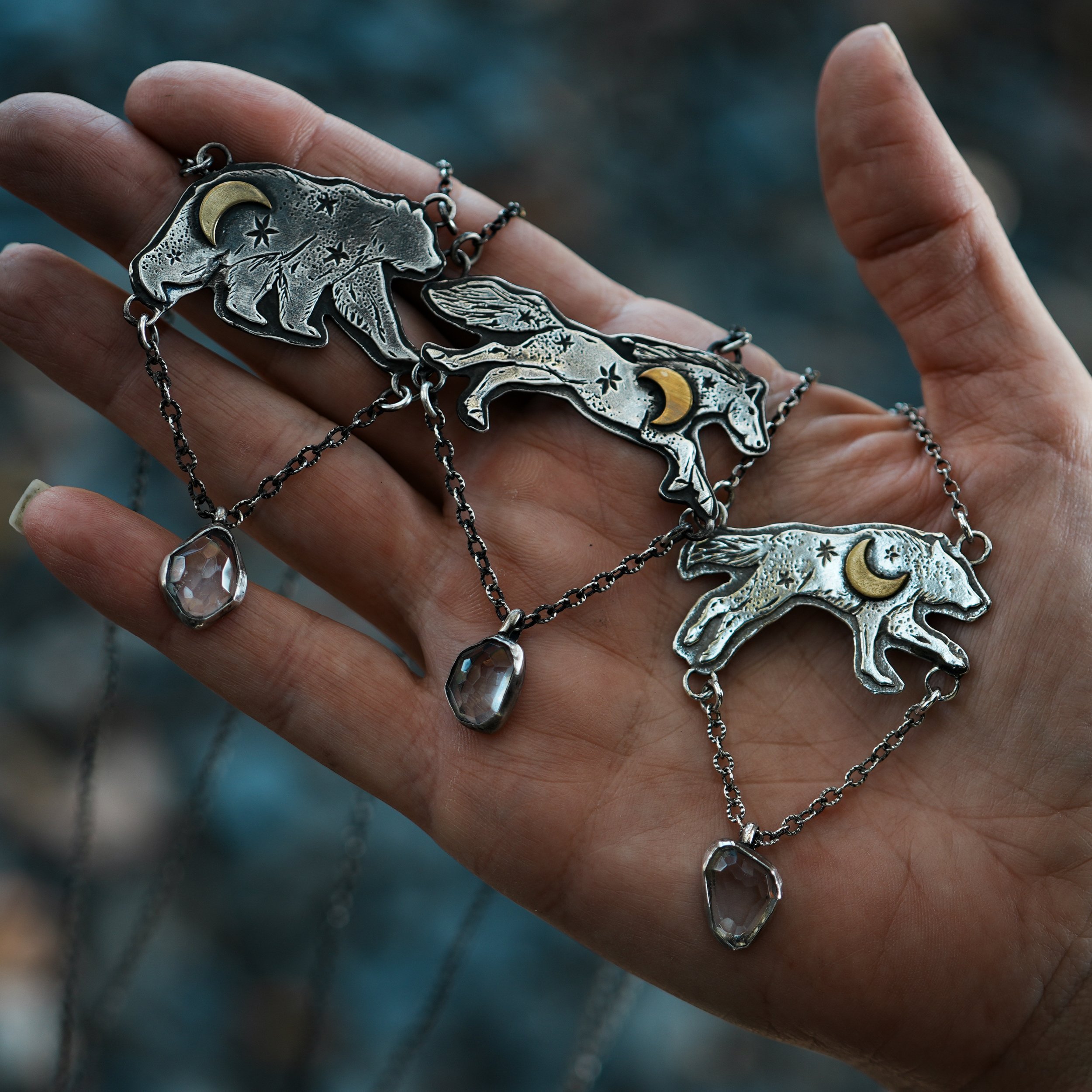 Celestial Guardians | Clear Rose Quartz Necklace