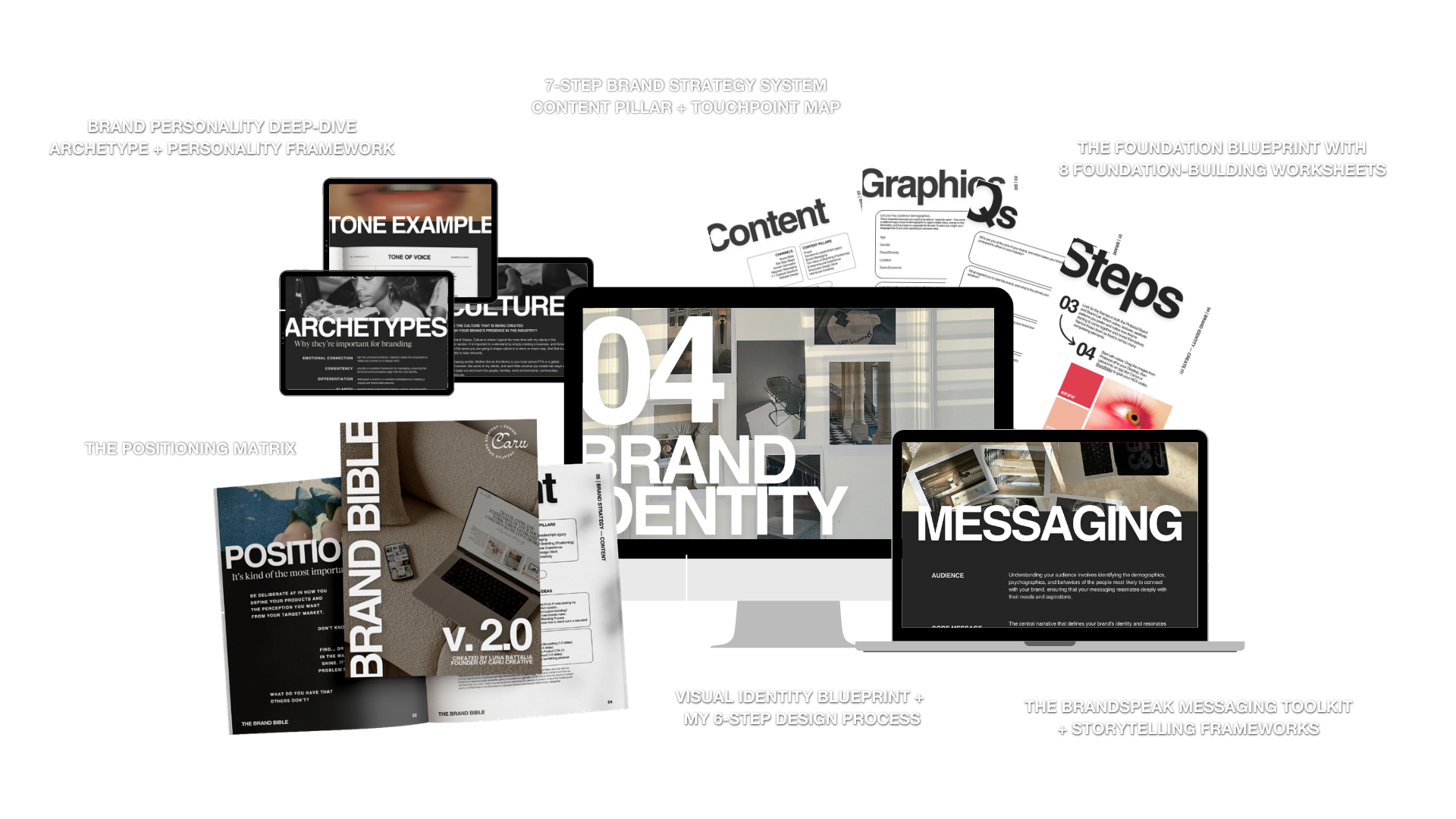 The Brand Bible workbook mockup — 60-page branding system for purpose-driven founders