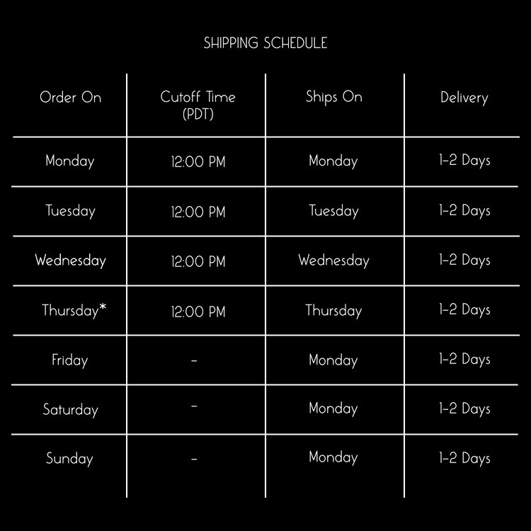 fine wagyu shipping schedule chart