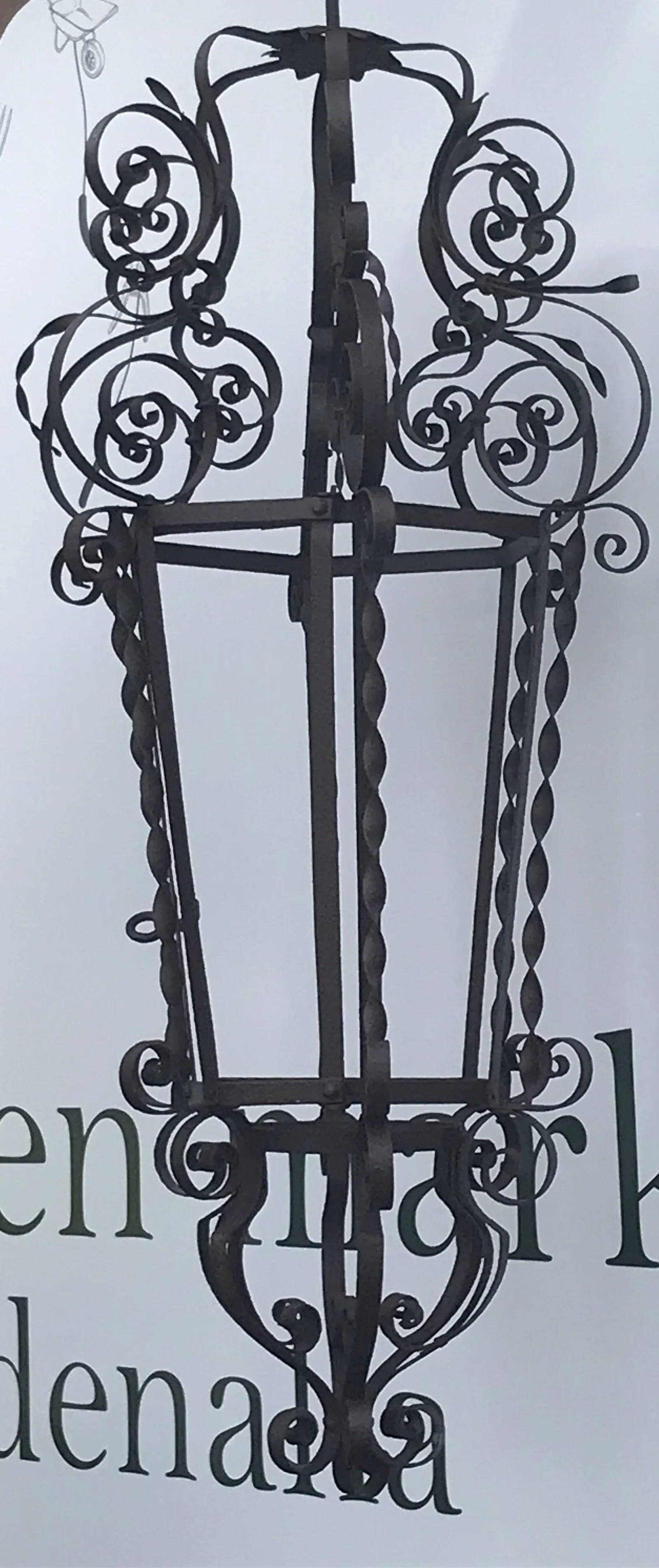 SOLD - Ornate Antique Iron Light Fitting