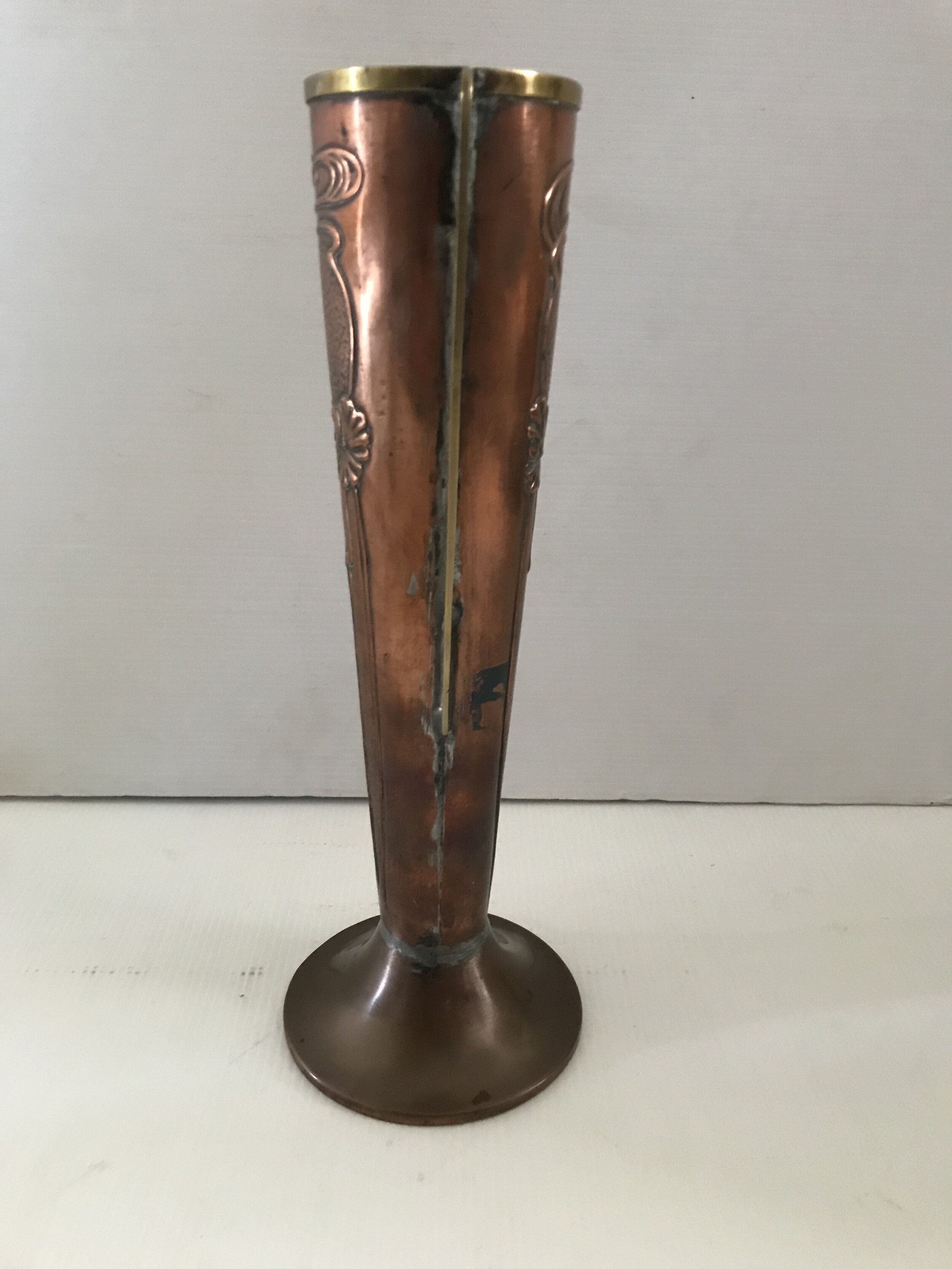 Antique Beldray Art Nouveau Copper Vase with Brass Handles