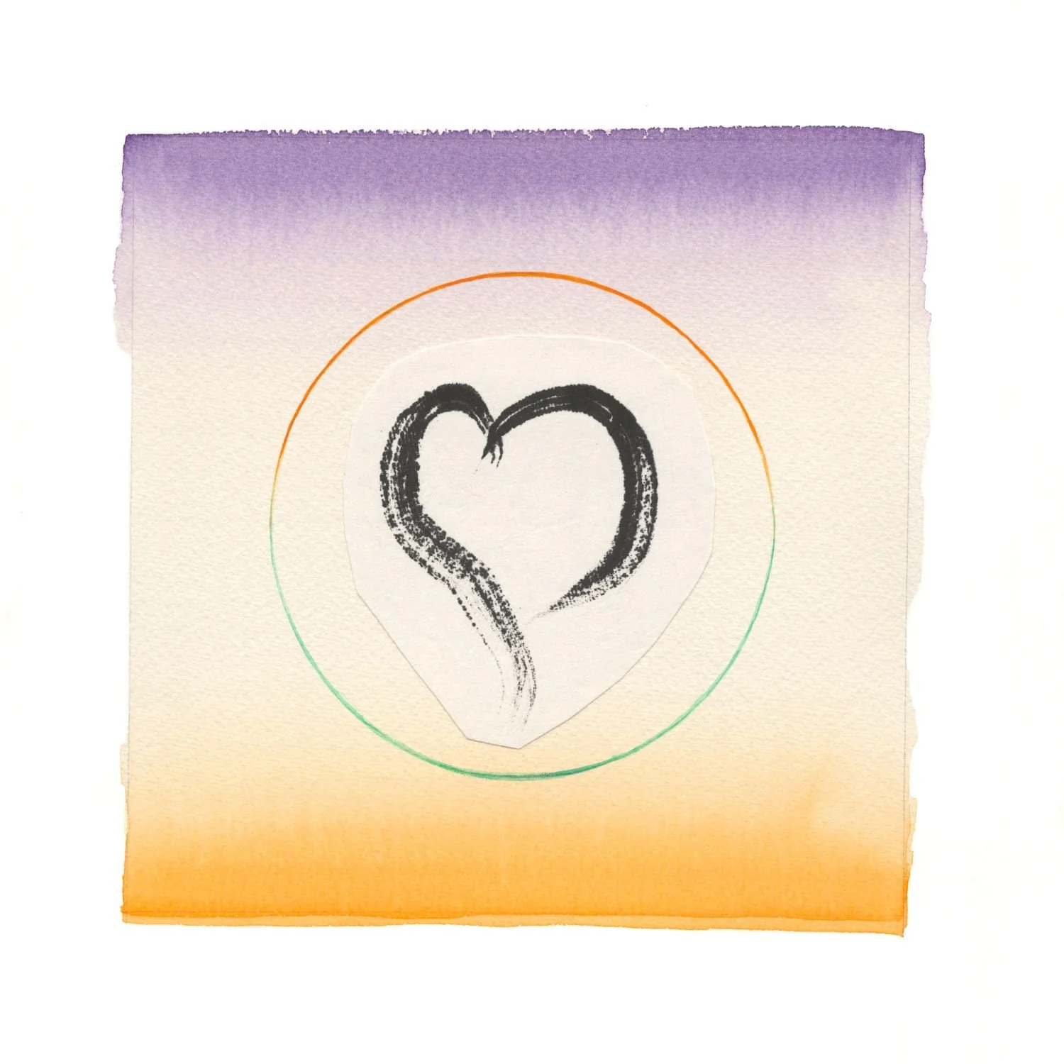 Habits Of The Heart - B, 2025, watercolour and ink on paper, 8x8 inches (20x20 cm) framed (outside measurements 17x16 inches/42x41cm), $795 Cdn.
