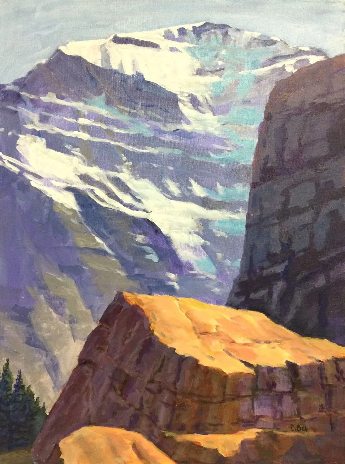 Big Rock, Consolation Lake, acrylic on canvas, 24 x 18 inches (61 x 46 cm), framed, $1170 Cdn.