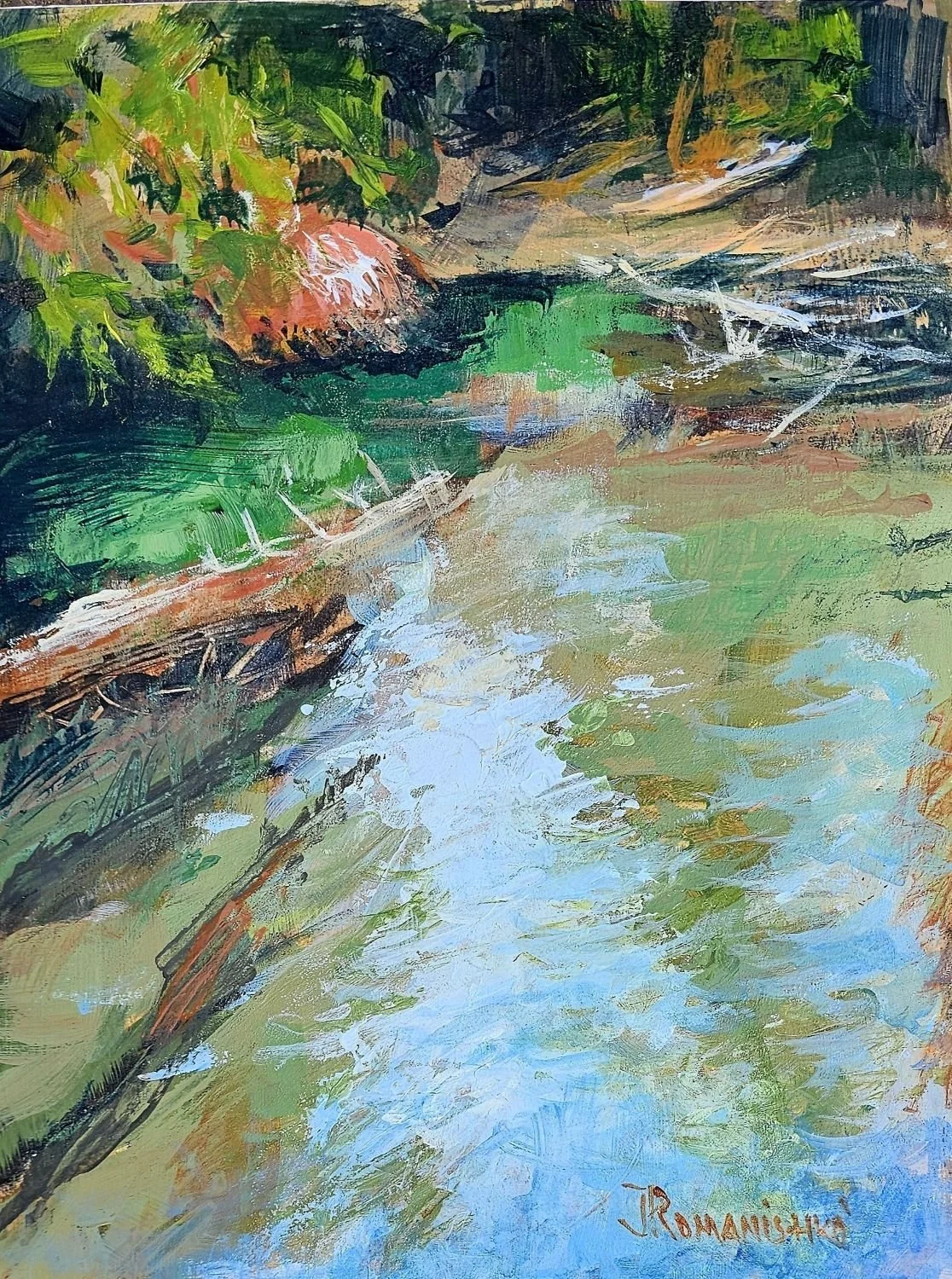 Whispering Stream (#25.10.5), 2025, acrylic/panel, 9x12 inches (23 x 30.5 cm) $425 Cdn.