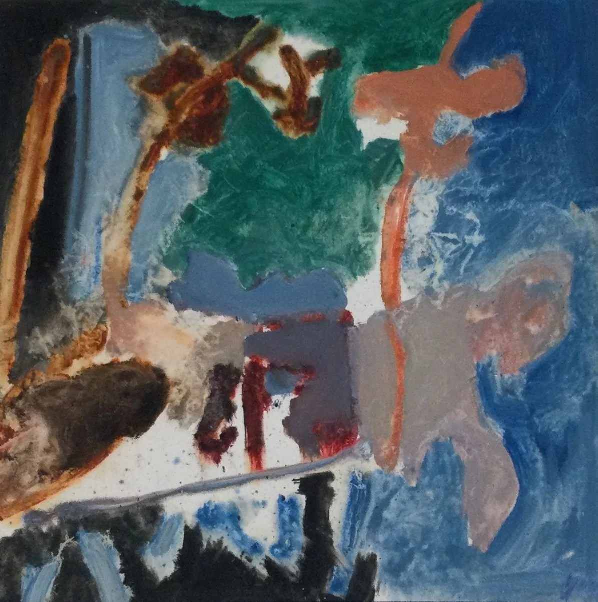 Back Road And Trees (#45/X-3), 2001, oil on masonite, 16x16 inches (40.5 x 40.5 cm), framed, $1850 Cdn.