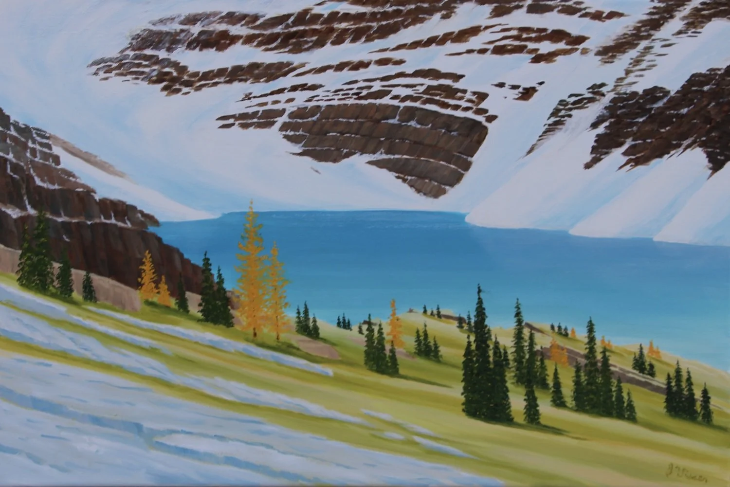 Lake McArthur (Lake O'Hara), oil on canvas, 16 x 24 inches (41x61 cm), exhibition frame, $1800 Cdn.