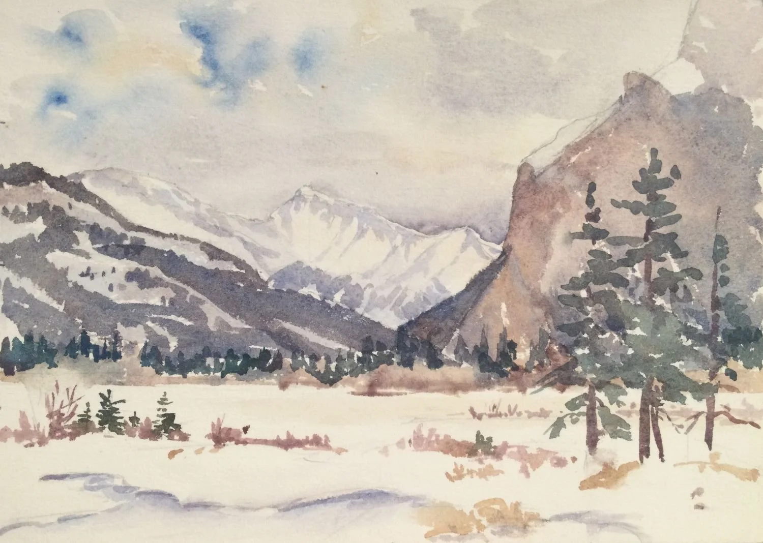 Rundle, Winter, 1967, watercolour on paper, 7.5 x 9.5 inches (19 x 24 cm), Provenance: artist's estate; sold.