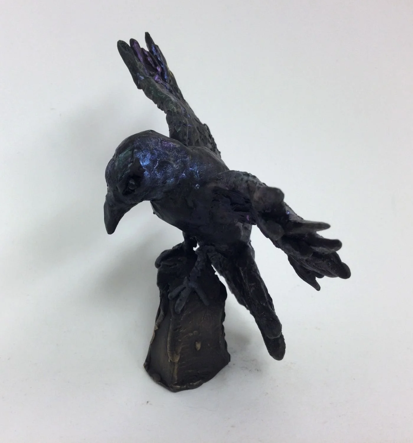 Rex the Raven (#25.6.3), unique, 2026, patinated bronze, 4 x 4.75 x 2 inches (10 x 12 x 5 cm), $395 Cdn.