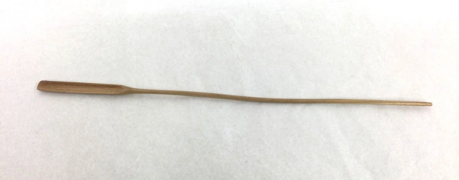 Long Handled Tasting Spoon (#25.2.9), 2025, chiselled and hand sanded walnut, 13 x .5 inches (33 x 1.5 cm), $95 Cdn.