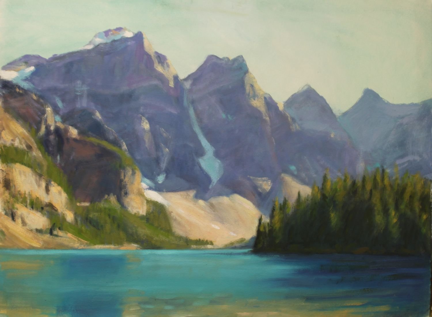 Moraine Lake, 2015, oil on paper, 22x30, sold.