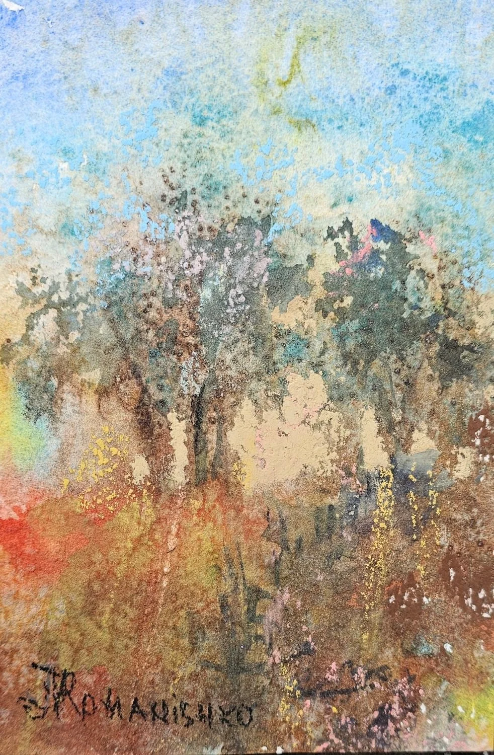 Mistery (#25.3), 2025, watercolor and pastel on paper, 4 x 6 inches (10 x 15 cm), $175 Cdn