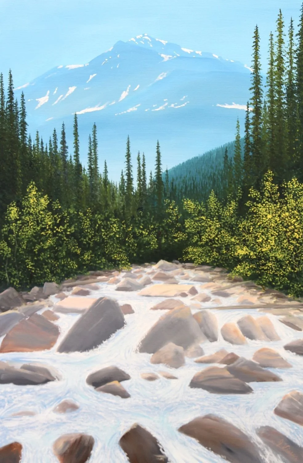 Creek Miette (#26.5.4), 2026, oil on linen canvas, exhibition frame, 36 x 24 inches (91.5 x 45.5 cm), $2825 Cdn.