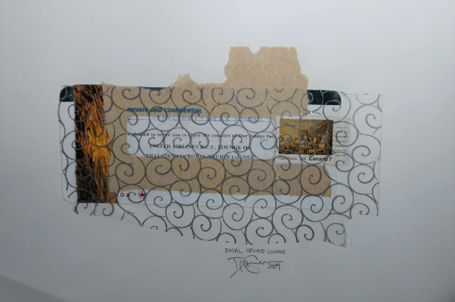 Royal Orchid Lounge, 2009, collage/paper, 7 x 10.5 inches, framed, $325.00 Cdn.