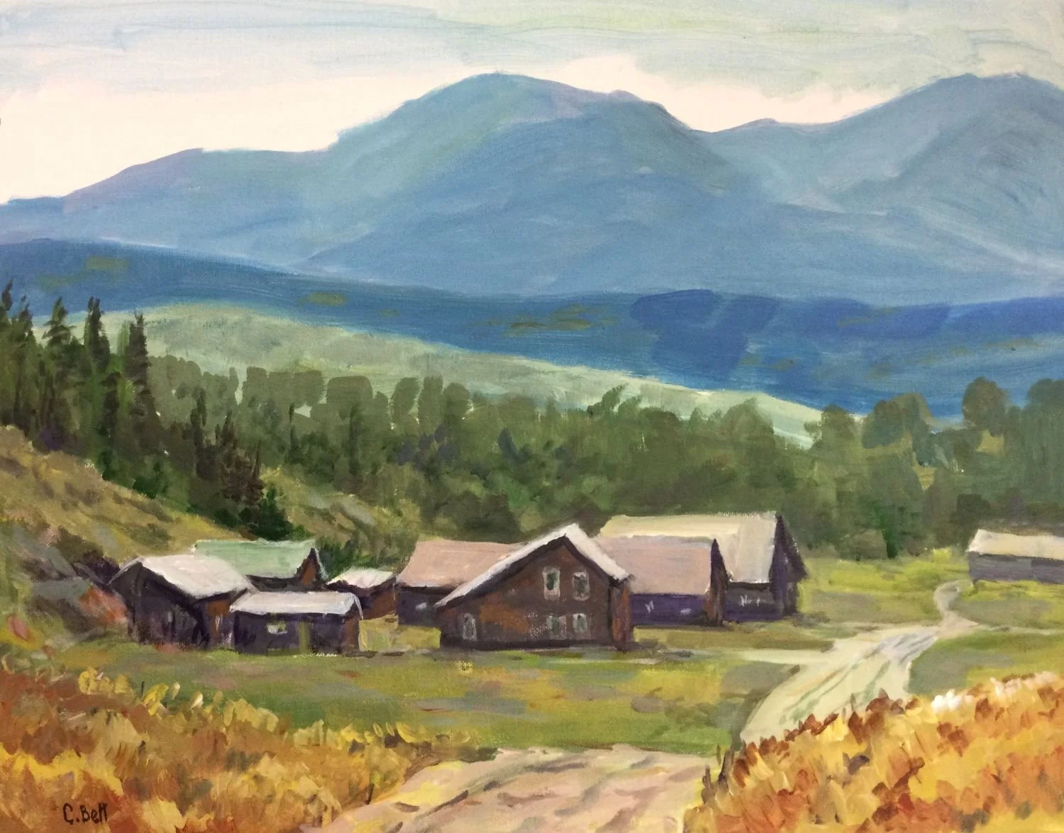 Bar U Ranch, acrylic on canvas panel, 16 x 20 inches (40.5 x 51 cm), framed, $920 Cdn.