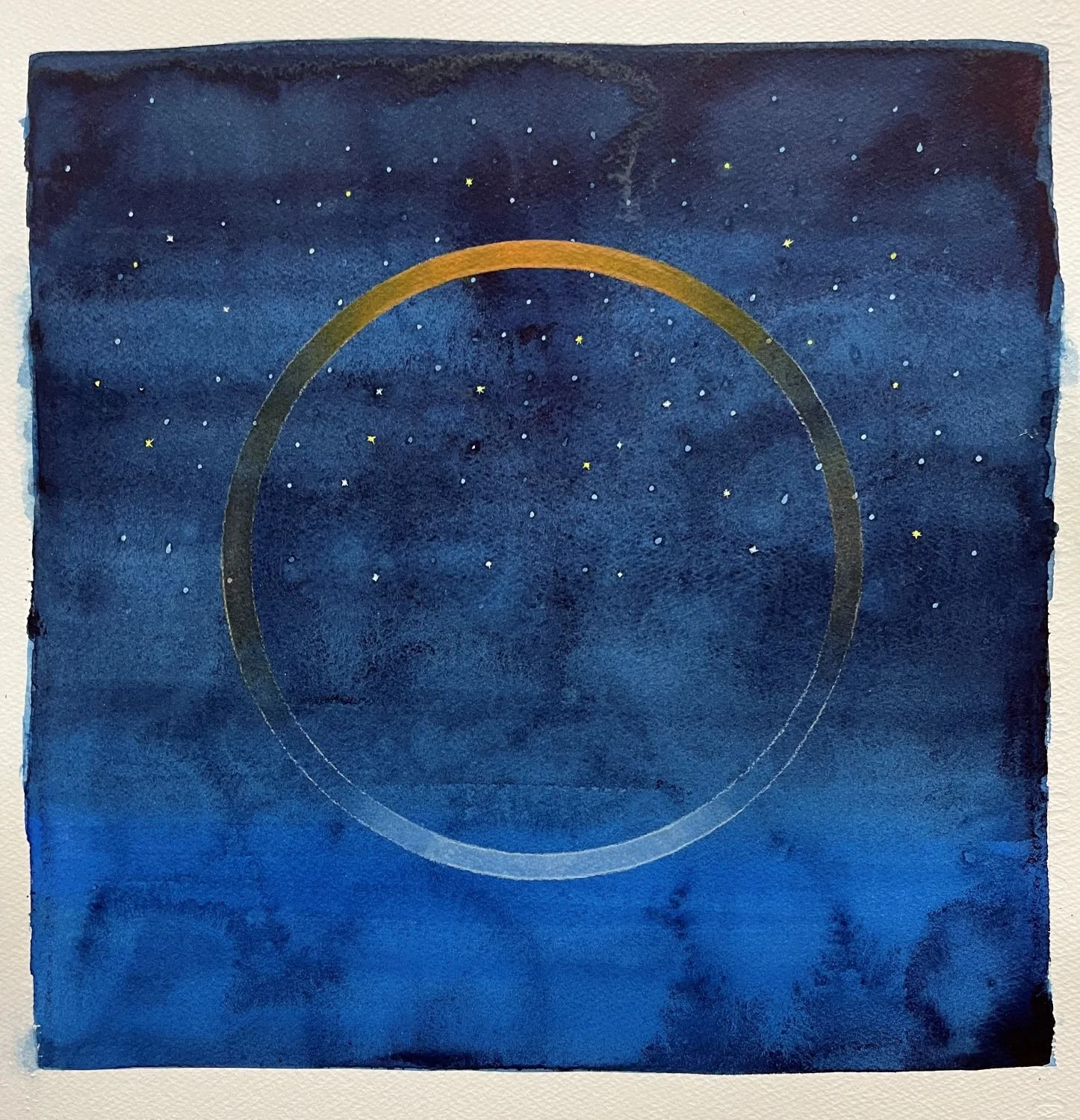 Astro, Evening Series (25.13) - The Stars Are Shining, 2025, watercolour on paper, 13x13 inches (33 x 33 cm), framed (outside measurements 26x21 inches / 66x54 cm), $1275 Cdn.