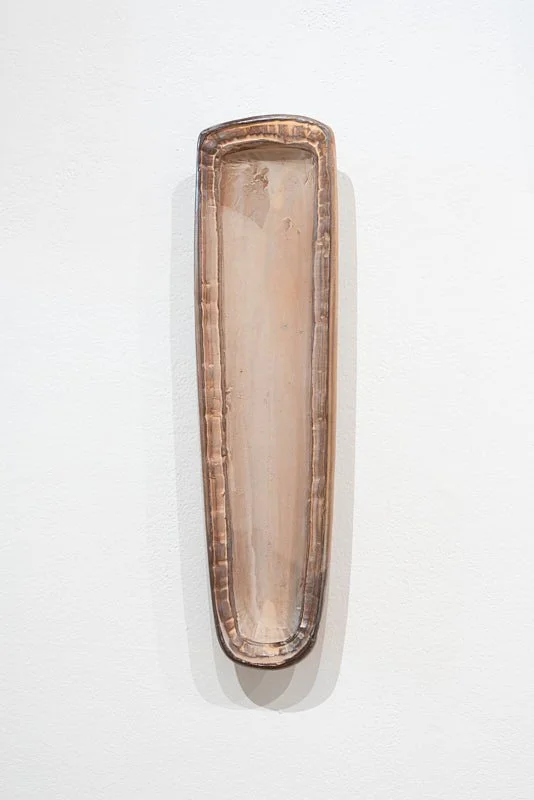 Thesis: Commonplace Tray (24.121), 2024, low soda-fired earthenware, 2 x 18 x 5 inches (5 x 46 x 13 cm), $125 Cdn.