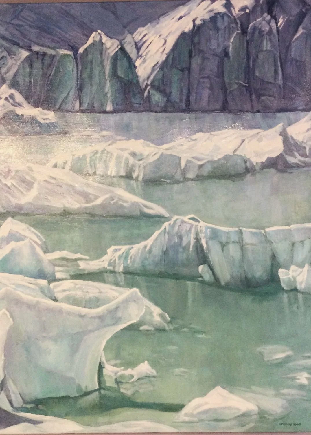 Floating Ice Off Mount Edith Cavell, 2025, oil on canvas, 40 x 30 inches (101.5 x 76 cm), not framed (wrapped canvas), $2900 Cdn.