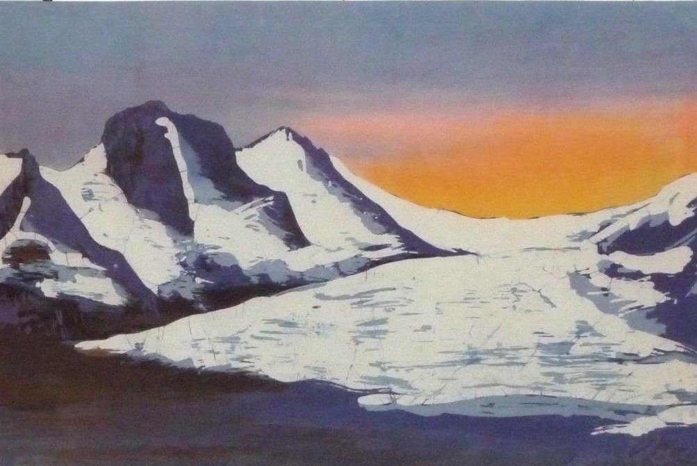 Columbia Ice Field #3, 1980, batik on cotton, 28 x 43 inches (71 x 109 cm), unframed, $1100 Cdn.