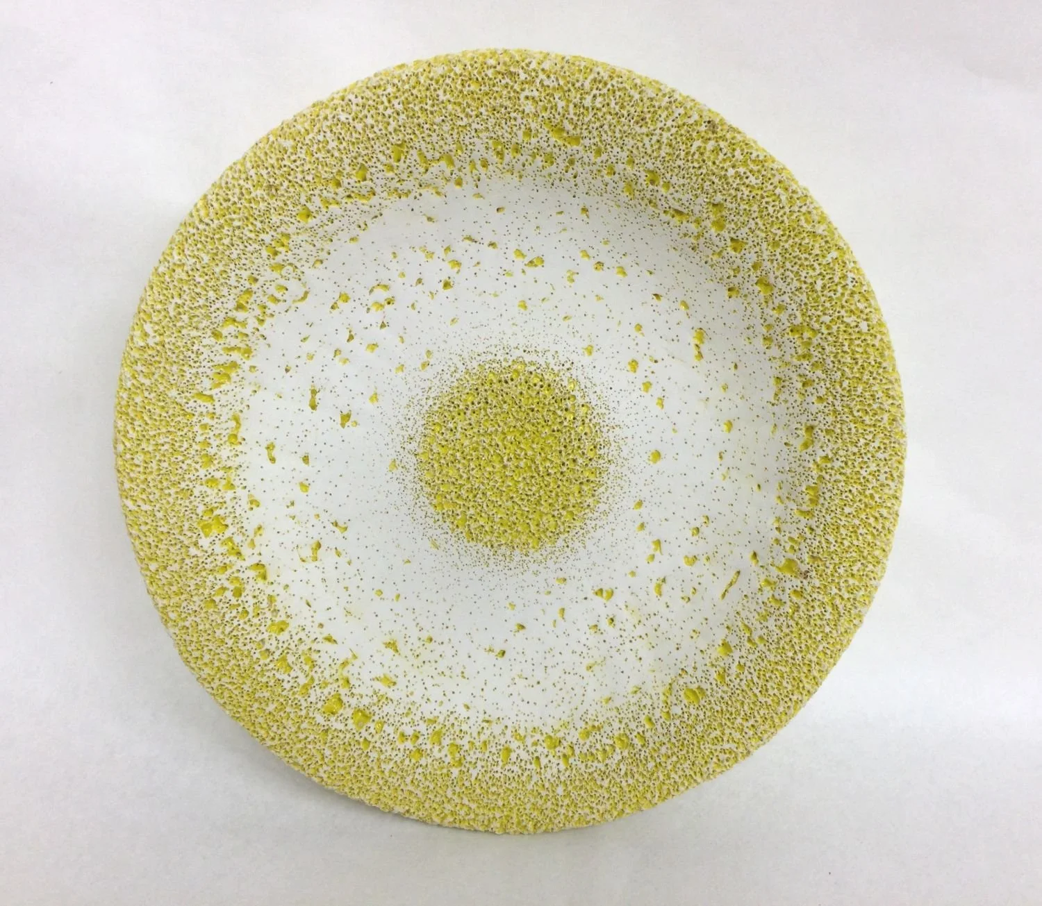 Yellow Flow Form 1 (#25.9.4), 2023, earthenware clay, yellow glaze wall hanging, 12 x 2.75" (30.5 x 7 cm), $450 Cdn.