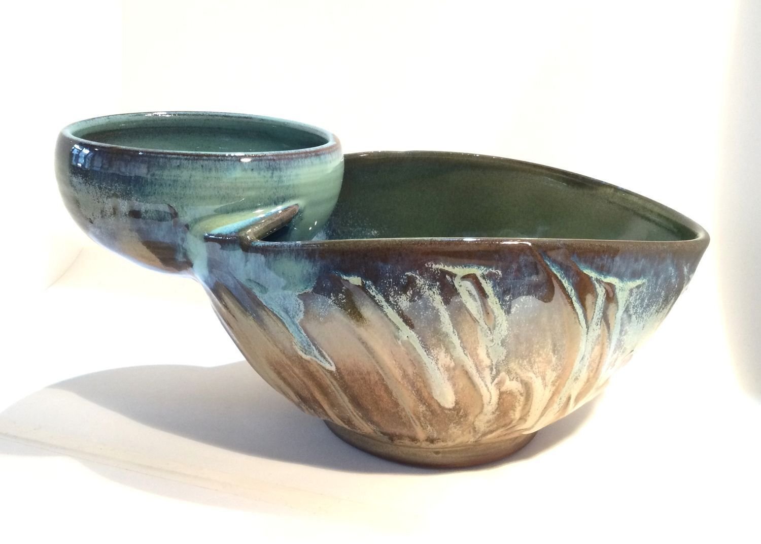 Blue Skies Chip & Dip Bowl (#26.5.5), 2026, glazed stoneware, 4.25 x 10 x 6.5 inches (10.5 x 25.5. x 16.5 cm), sold.