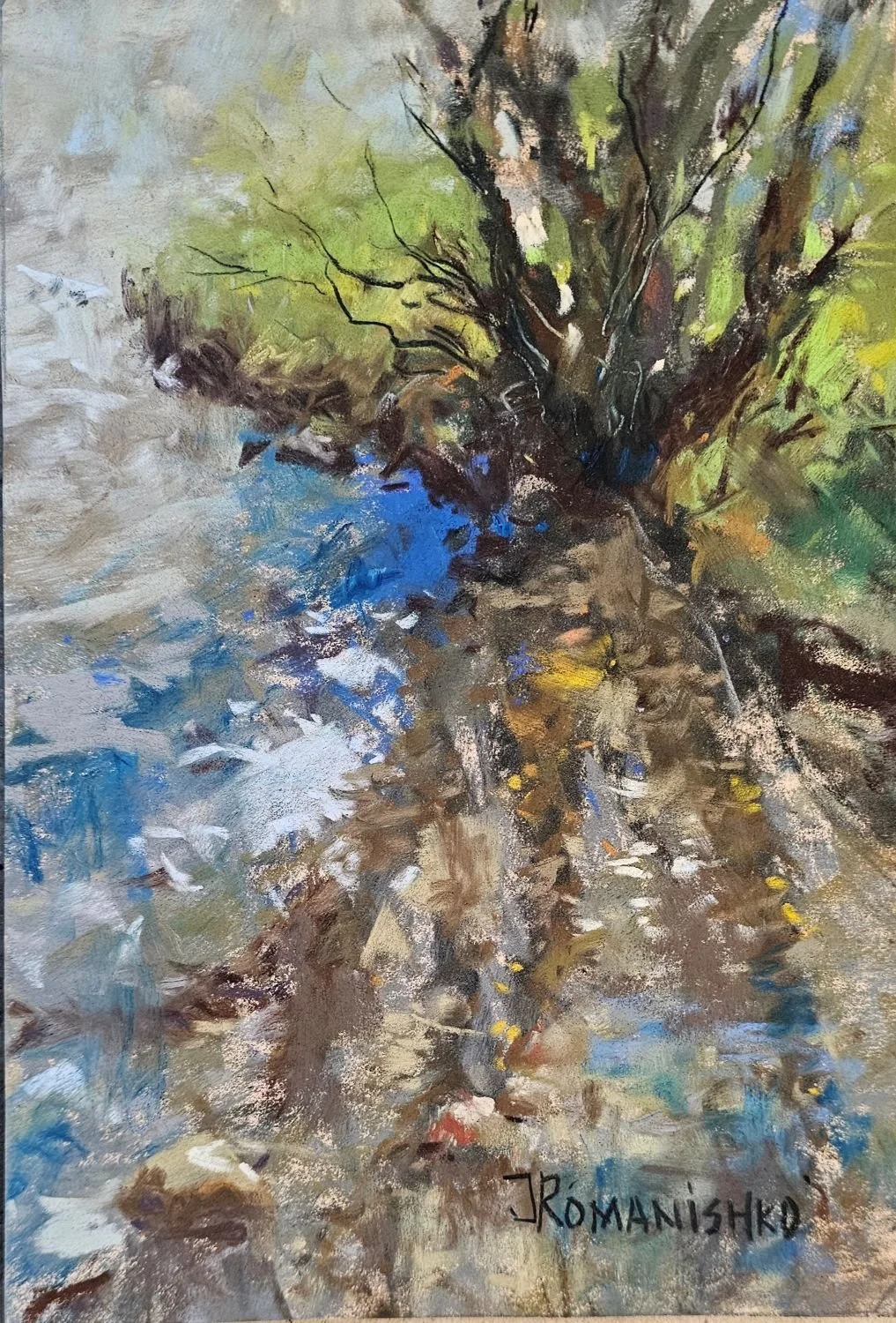 Spring Reflections (#25.6), 2025, pastel on paper, 9x8 inches (22.5 x 20 cm) $350 Cdn.