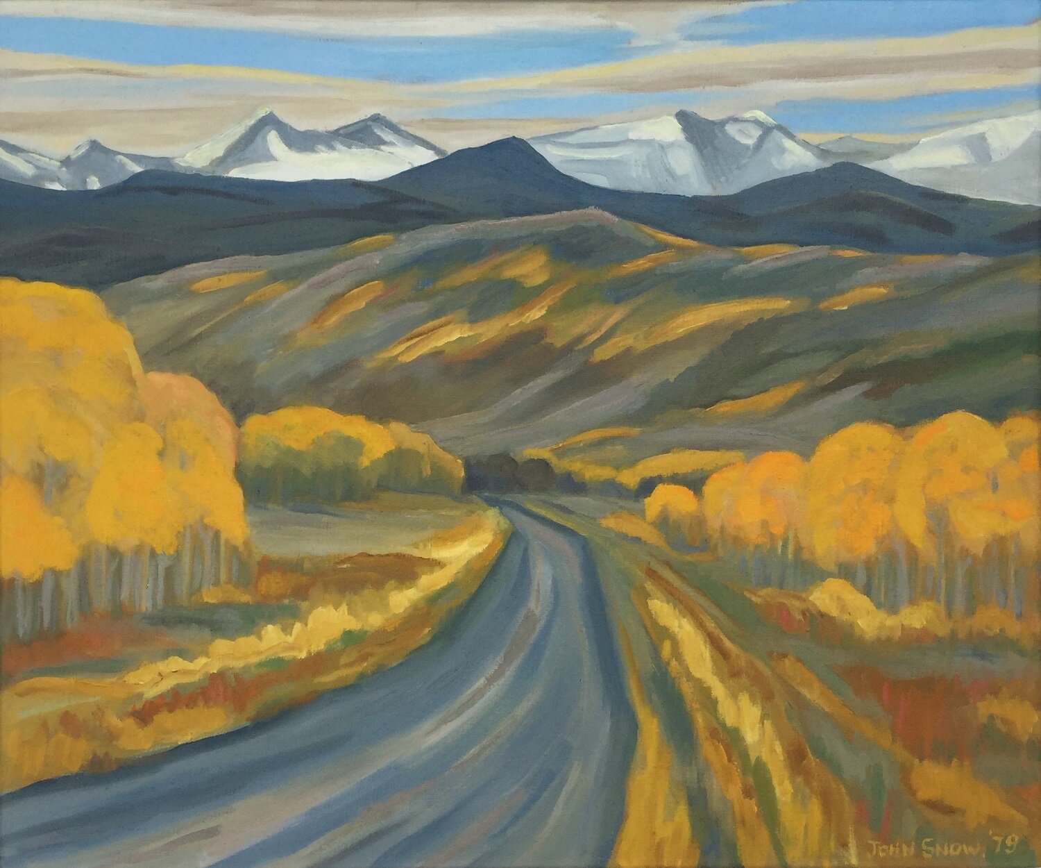 Foothills Landscape, 1979, oil on canvas, 20 x 24 inches (51 x 61 cm), sold.