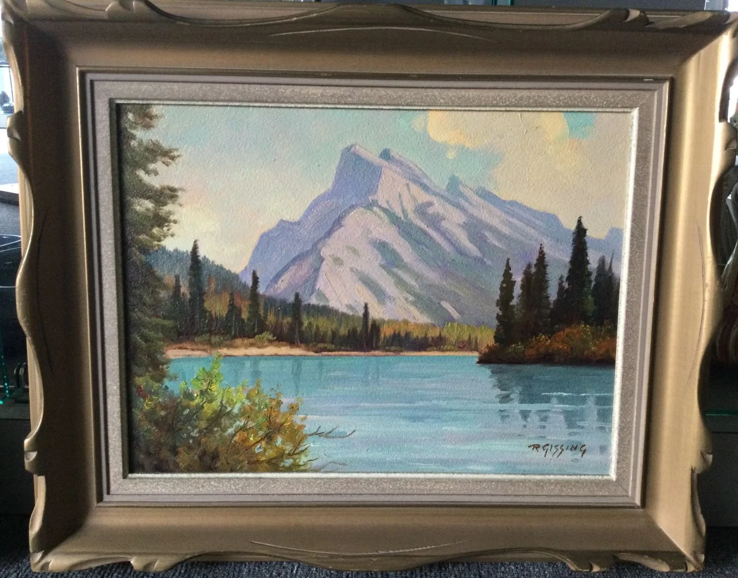 Mount Rundle, 1962, oil/panel, original frame, 12 × 16 in, provenance: Calgary Collection, sold.