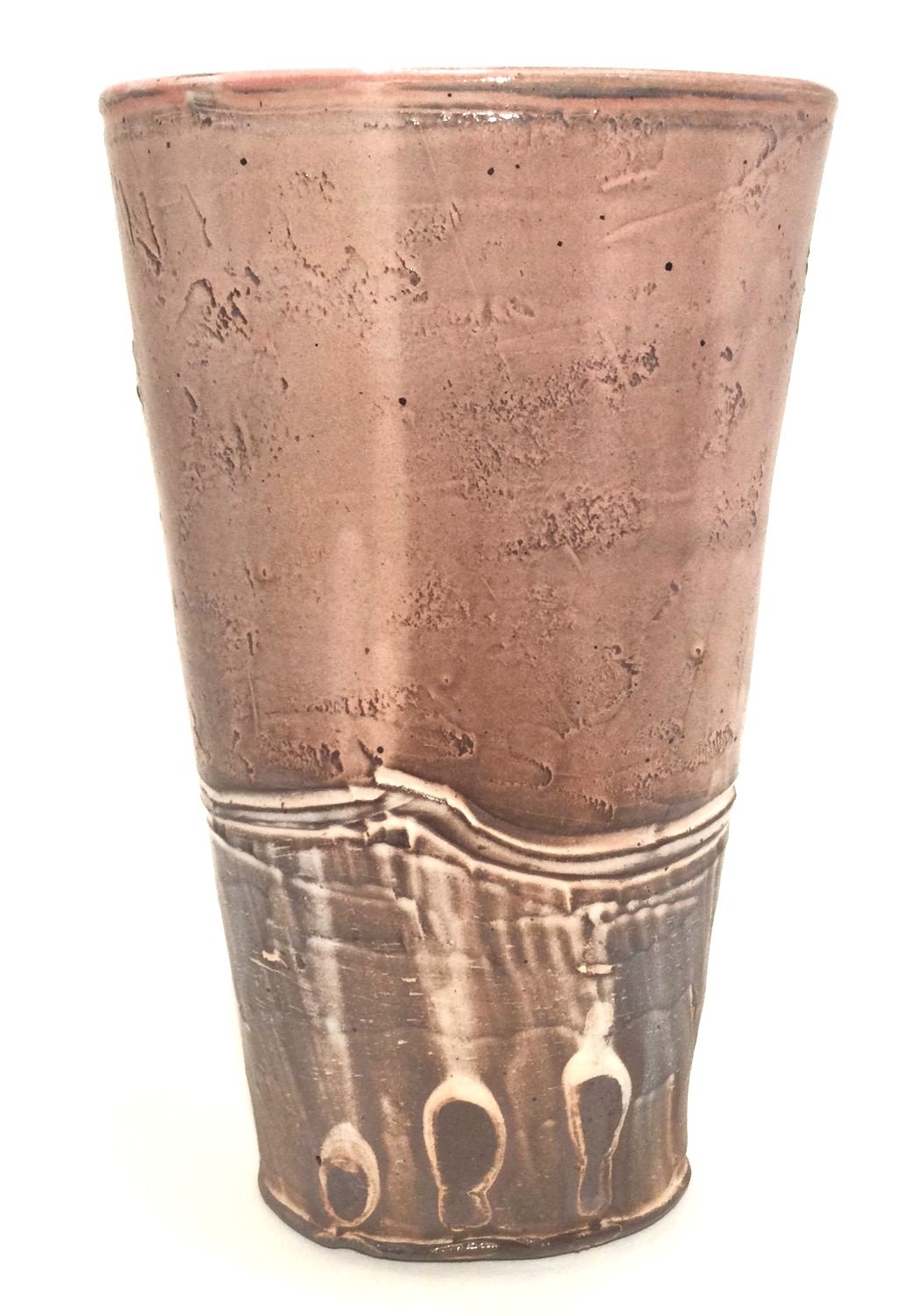 Small Confluence Vase (#26.2.26), 2026, low soda fired earthenware, 7.75 x 4.5 x 3 inches (19.5 x 11.5 x 7.5 cm), $130 Cdn.